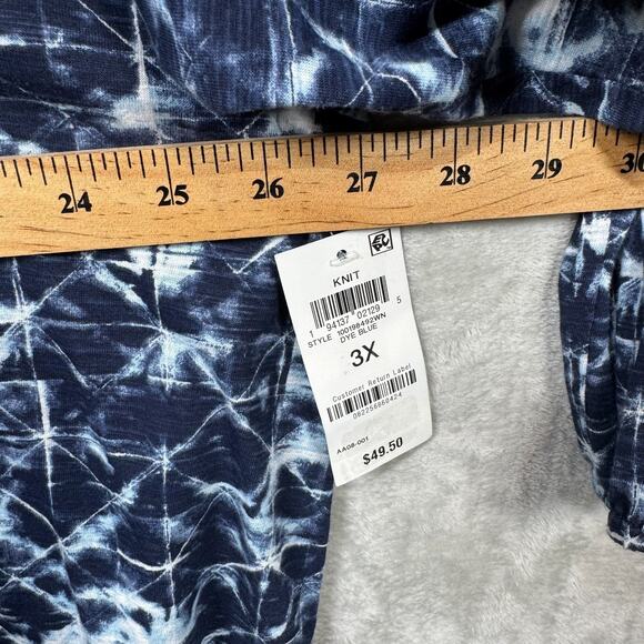 Style & Co Women NEW Blouse/Top Plus 3X Blue V-Neck 3/4 Sleeve Stretch Pullover - Picture 6 of 10